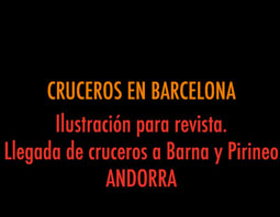 Ilustracion para revista. Cruceros con destino Barcelona y el Pirineo. ANDORRA